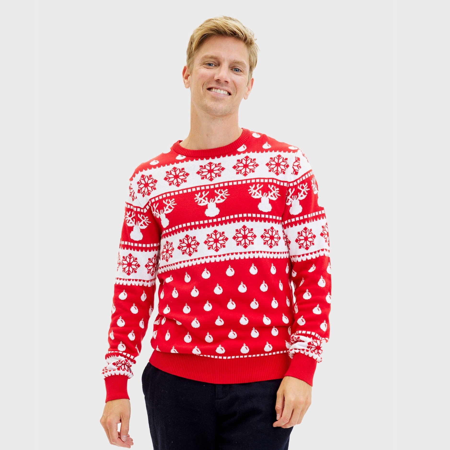 Den Klassiske Julesweater Rød - Herre.